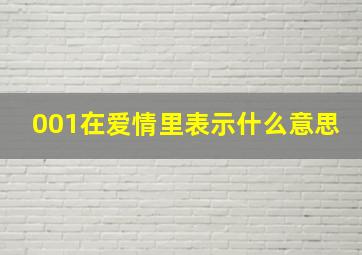 001在爱情里表示什么意思