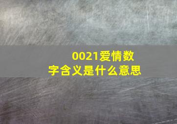 0021爱情数字含义是什么意思