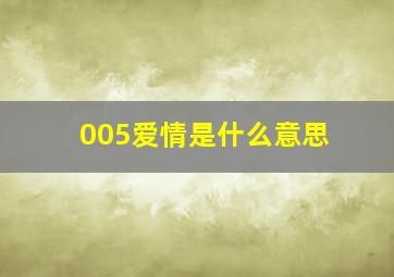 005爱情是什么意思