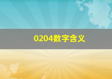 0204数字含义