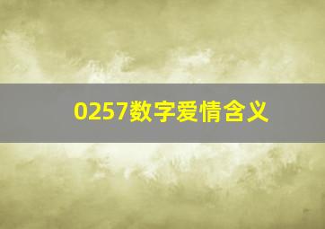 0257数字爱情含义