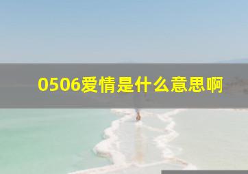 0506爱情是什么意思啊