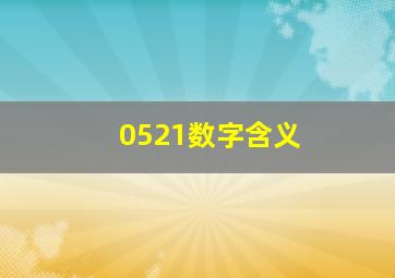 0521数字含义