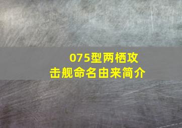 075型两栖攻击舰命名由来简介