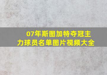 07年斯图加特夺冠主力球员名单图片视频大全