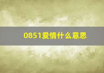 0851爱情什么意思