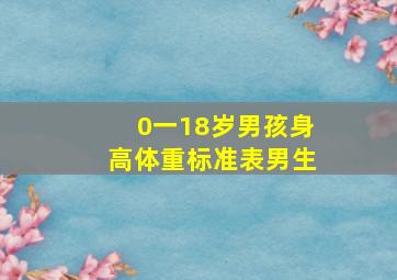 0一18岁男孩身高体重标准表男生