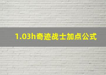 1.03h奇迹战士加点公式