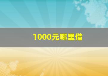 1000元哪里借