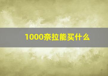 1000奈拉能买什么