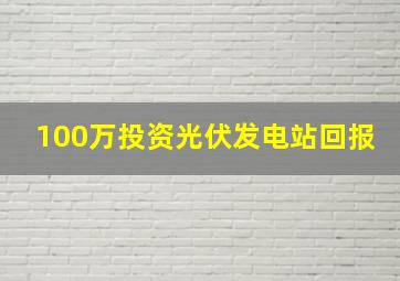 100万投资光伏发电站回报