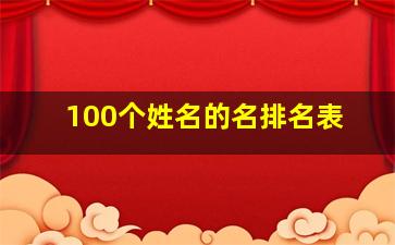 100个姓名的名排名表