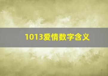 1013爱情数字含义