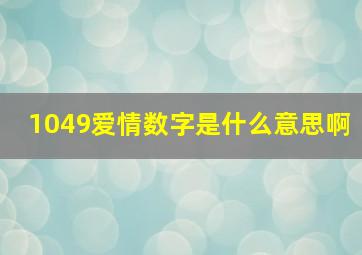 1049爱情数字是什么意思啊