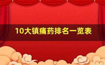 10大镇痛药排名一览表