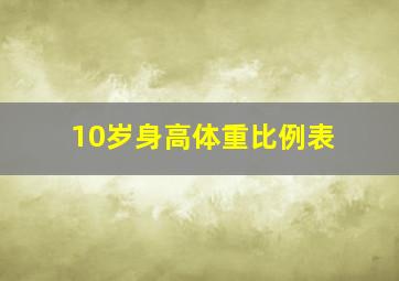 10岁身高体重比例表