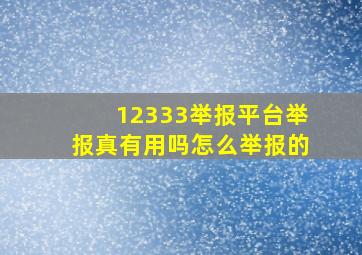 12333举报平台举报真有用吗怎么举报的