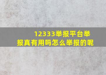 12333举报平台举报真有用吗怎么举报的呢