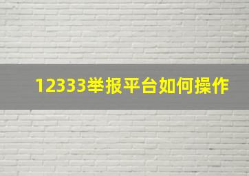 12333举报平台如何操作