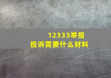 12333举报投诉需要什么材料