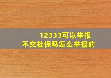 12333可以举报不交社保吗怎么举报的