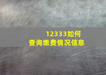 12333如何查询缴费情况信息