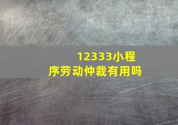 12333小程序劳动仲裁有用吗