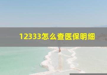 12333怎么查医保明细