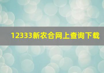 12333新农合网上查询下载