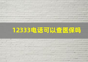 12333电话可以查医保吗