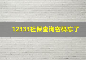 12333社保查询密码忘了