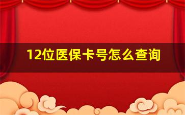 12位医保卡号怎么查询