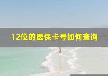 12位的医保卡号如何查询