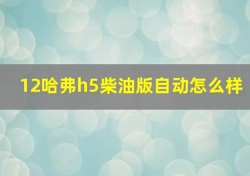 12哈弗h5柴油版自动怎么样