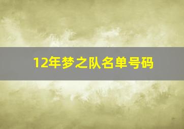 12年梦之队名单号码