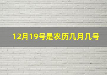 12月19号是农历几月几号