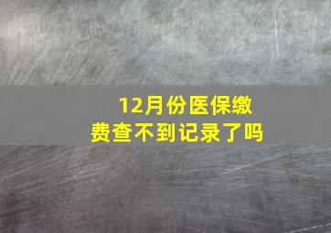 12月份医保缴费查不到记录了吗