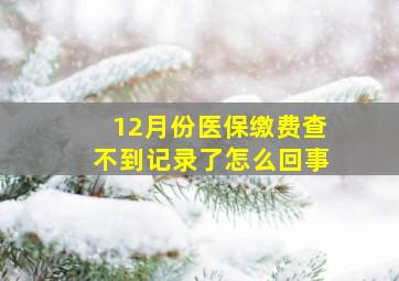 12月份医保缴费查不到记录了怎么回事