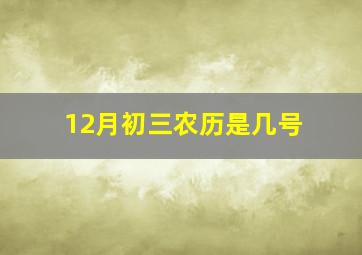 12月初三农历是几号