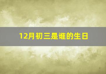 12月初三是谁的生日