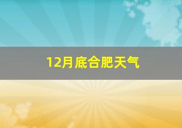 12月底合肥天气