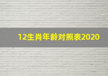 12生肖年龄对照表2020