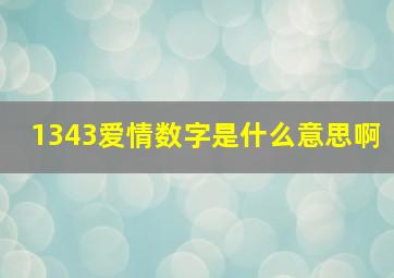 1343爱情数字是什么意思啊