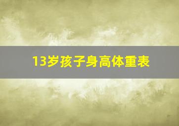 13岁孩子身高体重表