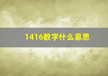 1416数字什么意思