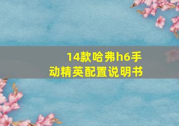 14款哈弗h6手动精英配置说明书