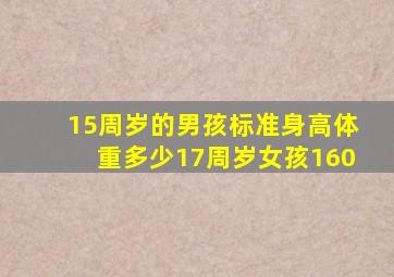 15周岁的男孩标准身高体重多少17周岁女孩160