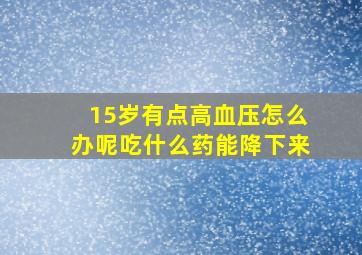 15岁有点高血压怎么办呢吃什么药能降下来