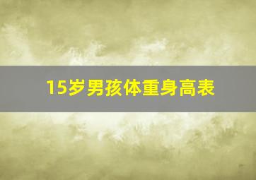 15岁男孩体重身高表