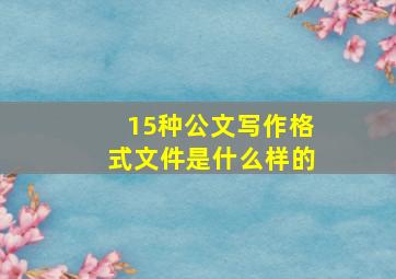 15种公文写作格式文件是什么样的